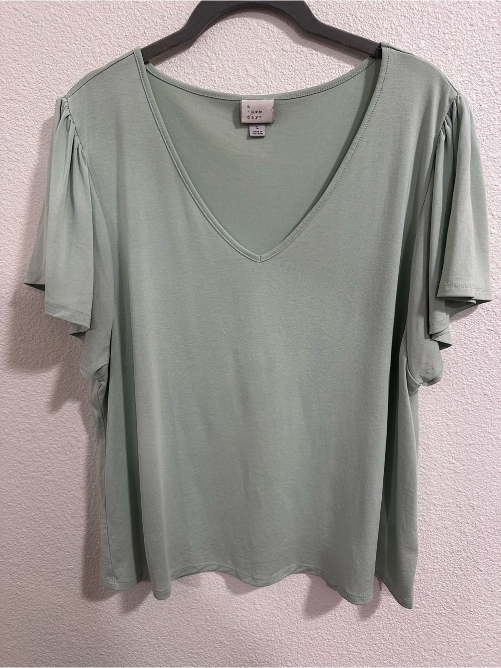 a new day Sage Green V-Neck Flutter Sleeve Top